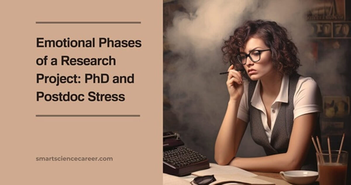 Emotional phases of a research project - PhD and Postdoc stress - title